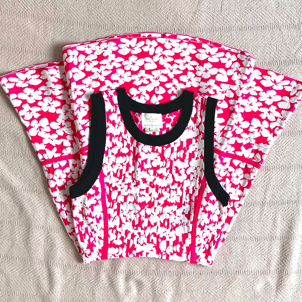 Kate Spade Knit Flower Print Fit And Flare Dress